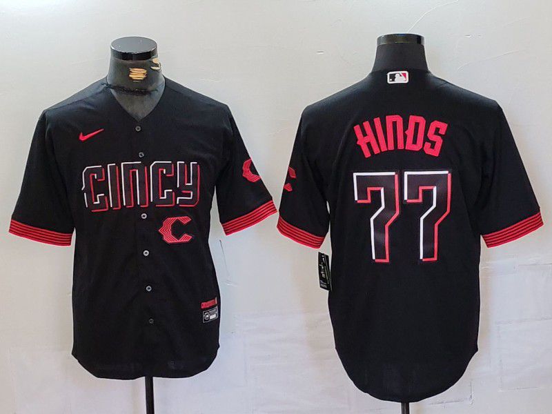 Men Cincinnati Reds #77 Hinds Black City Edition Nike 2024 MLB Jersey style 5->youth mlb jersey->Youth Jersey